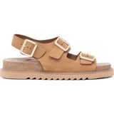 Mammamia D25YS-2630 Kadın Hakiki Deri Düz Sandalet Camel