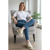 Mammamia D26YA-3620 Krema Hakiki Deri Tam Ortopedik Casual Kadın Günlük Ayakkabı - Mavi