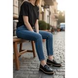 Mammamia D26YA-3630 Siyah Hakiki Deri Tam Ortopedik Casual Kadın Günlük Ayakkabı
