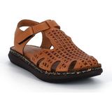 Mammamia D26YS-2750 Kadın Hakiki Deri Burun Kapalı Günlük Comfort Sandalet Taba