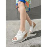 Mammamia D26YS-2995 Beyaz Hakiki Deri Tam Ortopedik Casual Kadın Günlük Sandalet