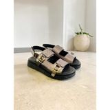 Mammamia D26YS-5285 Platin Hakiki Deri Tam Ortopedik Casual Kadın Günlük Sandalet