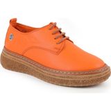 Mammamia Kadın Günlük Ayakkabı Hakiki Deri Bağcıklı Kalın Platform Taban Oxford Sneaker 26Y-7560 - Turuncu