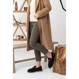 Mammamia Kadın Günlük Hakiki Deri Ortopedik Bağcıksız Süet Loafer Ayakkabı M27KA/7030 - Siyah Süet