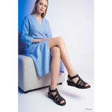 Mammamia Kadın Hakiki Deri Alçak Kısa Dolgu Topuklu Günlük Şık Yazlık Ortopedik Sandalet/ayakkabı M27YS/2860 - Siyah