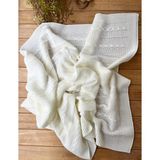Mammaso LittleLand Triko Tek Kat Bebek Battaniye Krem 90×100 Cm-Zincir Desenli