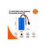 MAMSHOP 7.4 volt 2200 mah şarj Edilebilir Uzaktan Kumandalı Araba Pili 18650 Li-ion Siyah 2 Pin Soket (JSTSM 2P) ve Beyaz 3 Pinli (Jst xh 2.54)li Oyuncak Araba Pili