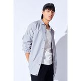 Man Edition Gri Paraşüt Kumaş Baskılı Çıtçıtlı Yağmur Geçirmez Oversize Mont | EE1000345791 - XL
