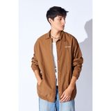 MAN EDITION Kahve Paraşüt Kumaş Baskılı Çıtçıtlı Yağmur Geçirmez Oversize Mont | EE1000345791