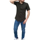Man Klas Erkek Gömlek Düğme Detaylı Premium Likralı Kısakollu Slim Fit Erkek Spor Gömlek - Haki Yeşil