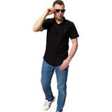 Man Klas Erkek Gömlek Düğme Detaylı Premium Likralı Kısakollu Slim Fit Erkek Spor Gömlek - Siyah