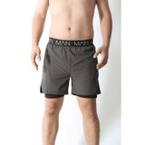 Man Of Man Haki Unisex Gym Ve Fitness Fitness Astarlı Taytlı Şort