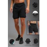 Man Of Man Unisex Gym Ve Fitness Astarlı Taytlı Şort / Gizli Cep Detaylı