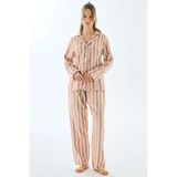 Man11498 Anıl 11498 Kadın Viscose Çizgili Gömlek Pantolon Pijama Takımı
