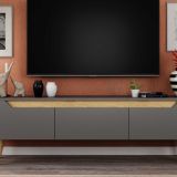 Mana Ahşap Ayaklı Tv Ünitesi, Antrasit, 160 Cm