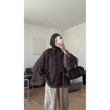 manana fashion Kolları Volanlı Puantiyeli Şifon Fularlı Astarlı Yazlık Bluz