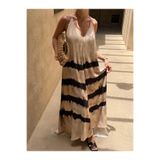manana fashion Sırt Dekolteli Zebra Desen Uzun Elbise