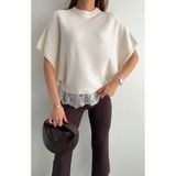 manana fashion Yarasa Kol Dantel DetayTriko Kazak