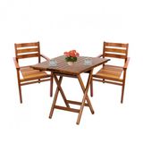 Manavgat Ahşap Bahçe Balkon Takımı: 60x60 Katlanır Masa + 2 Sandalye Set