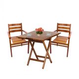 Manavgat Ahşap Bahçe Balkon Takımı | 60X80 Katlanır Masa + 2 Sandalye Set