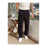 manch collection Baggy Pileli keten Pantolon siyah