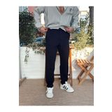 manch collection İtalyan Kesim Beli İpli Keten Pantolon siyah