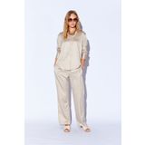 Manche Bej Saten Palozzo Kesim Beli Lastikli Kadın Pantalon | MKS669594-01