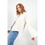 Manche Kadın Gömlek Uzun Kollu Pamuklu Düz Renk Günlük Stil Oversize Model - Beyaz