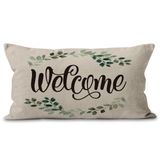 Mancheng-zi Welcome Farmhouse Kırlent Kılıfı, Çiftlik Evi Plaj Sundurma Tezgahı Hediyesi, 50 x 30 cm Dekoratif Pamuk Keten Minder Kılıfı, Kanepe Yatağı için (30 x 50 cm, Krem)