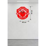 Manchester United Logolu Ahşap Duvar Saati - 40X40 cm Taraftar Hediyesi