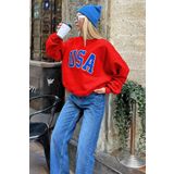 MANCY Kadın Siyah Baskılı Kapüşonlu Sweatshirt