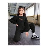 MANCY Kız Çocuk Oversize Askılı Crop Eşofman 3'lü Takım