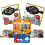 Mandala Boyama Kitabı + Bic Fırça Uçlu Keçeli Kalem 10 Renk