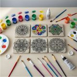 Mandala Boyama Seti – 6’lı 10X10 cm Doğal Mermer Mandala Taşları,