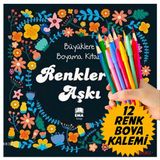 Mandala Buyukler İcin Boyama Kıtabı + Renkli Boya Kalem Seti