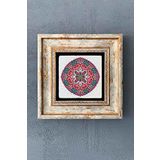 Mandala Desen Çerçeveli Taş Tablo 20x20 cm-Wall Decor Oscar Stone Decor