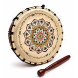 Mandala Desenli Etnik Şaman Davulu ve Ahşap Tokmak Seti