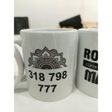 Mandala Tasarım Kupa - Geometrik Çiçek Motifli Seramik Bardak Meditasyon Hediyesi 325ml