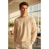 Mandala Tekstil Erkek Regular Fit Bisiklet Yaka Pamuklu Triko Kazak - Bej - 2XL