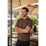 Mandala Tekstil Tek Düğmeli Cepli Yazlık Erkek Triko Tişört - Kahve