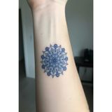 Mandala Yarı Kalıcı El boyun Bilek için aylık Geçici Dövme 12x7 cm