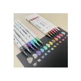Mandalart Fabric Fırça Uçlu Metalik Akrilik Marker, Profesyonel Kalem Seti, 10’lu Set