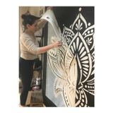 Mandalart Fabric Lotus Büyük Boy Duvar, Dekoratif Hazır Şablon, Stencil,200X200