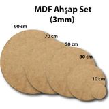 Mandalart Fabric Yuvarlak Ahşap Zemin 5'Li Setler, 90, 70, 50, 30, 10 Cm, 3 Mm Mdf, Pürüzsüz, Daire Zeminler
