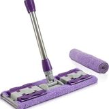 Mandalı Mor Mop Kıskaçlı Cam Silme Mopu Mikrofiber Yedek Bezli Yer Duvar Cam Fayans Silme Mopu
