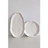 Mandalin Art Studio Kıvrımlı Oval ve Yuvarlak Dekoratif 2'li Tabak Set
