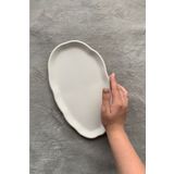 Mandalin Art Studio Uzun Oval Kıvrımlı Dekoratif Tabak, Nişan Tepsisi 28 Cm