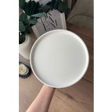 Mandalin Art Studio Yuvarlak Dekoratif Beton Tabak, Nişan Tepsisi 25 Cm