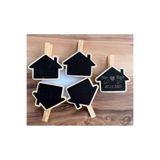 Mandallı Ahşap Kara Tahta 4'lü Paket, 7x7 cm, Silinebilir Mini Notluk, Lazer Baskı Seçenekli
