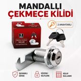 Mandallı Çekmece Kilidi 2 Anahtarlı Metal Mobilya Dolap Pano Kilidi